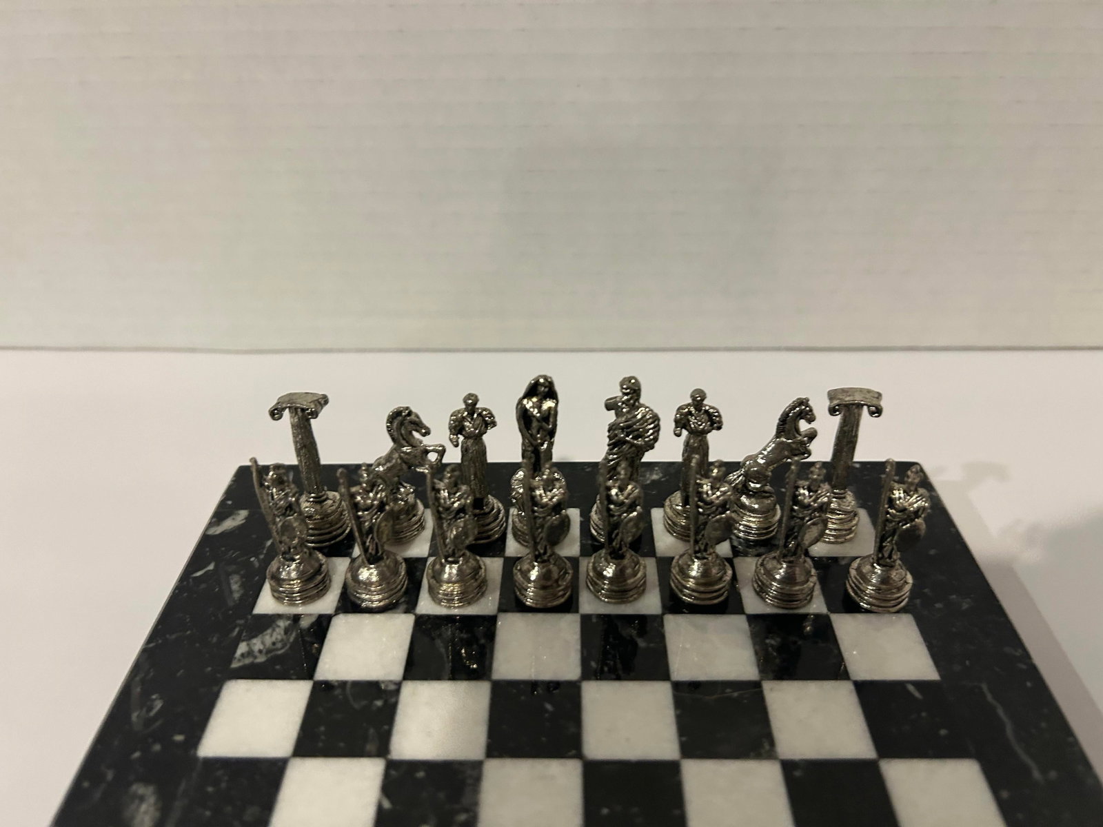 Vintage Italian Greco-Roman Chess Board Set Mini - 10