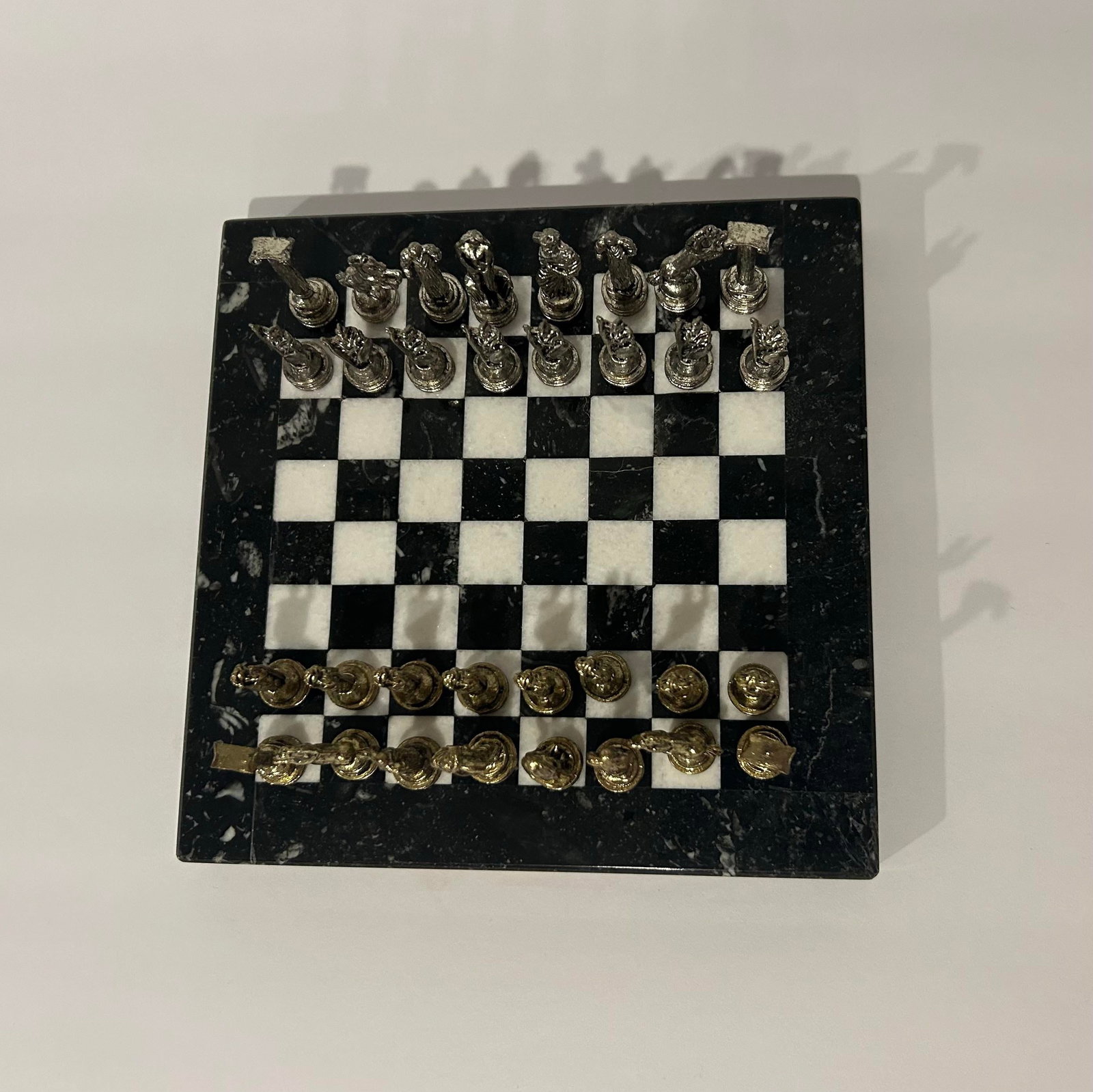 Vintage Italian Greco-Roman Chess Board Set Mini - 2
