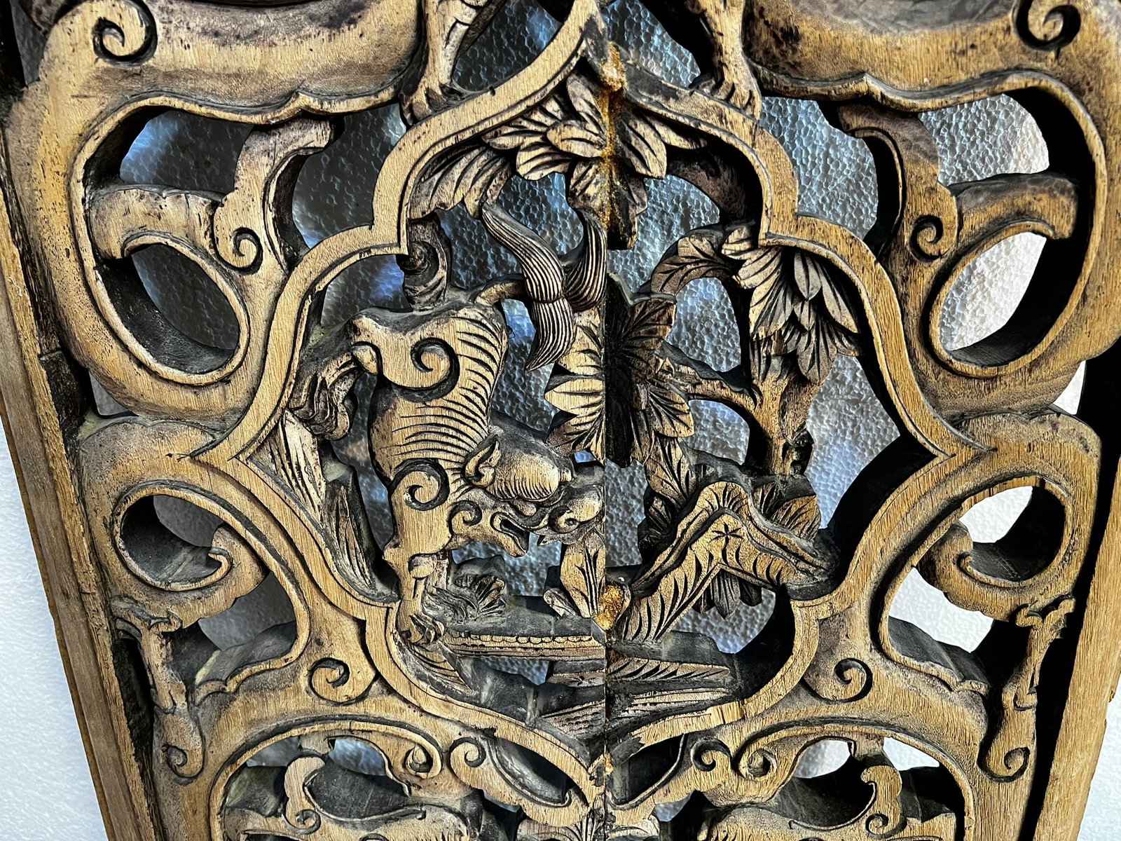 Antique Wood Panel With Carvings of Dragons - 4