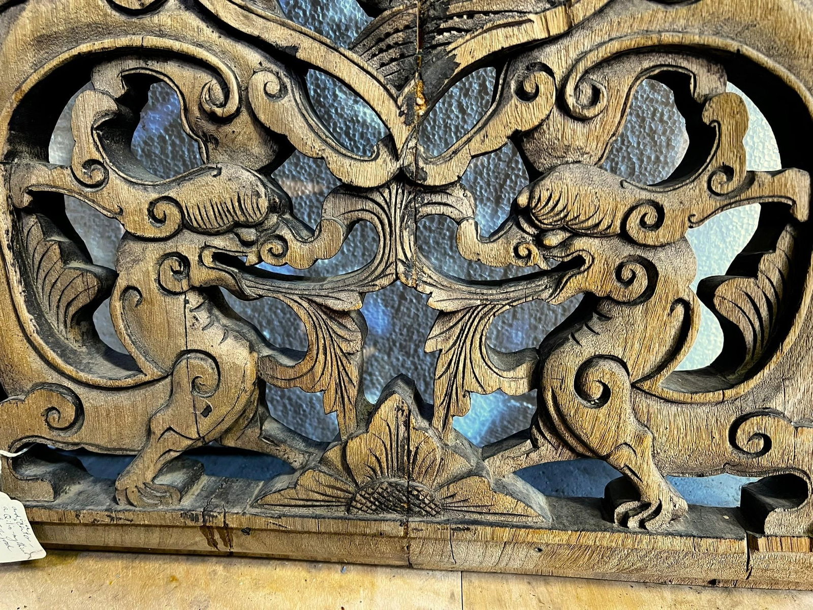 Antique Wood Panel With Carvings of Dragons - 5