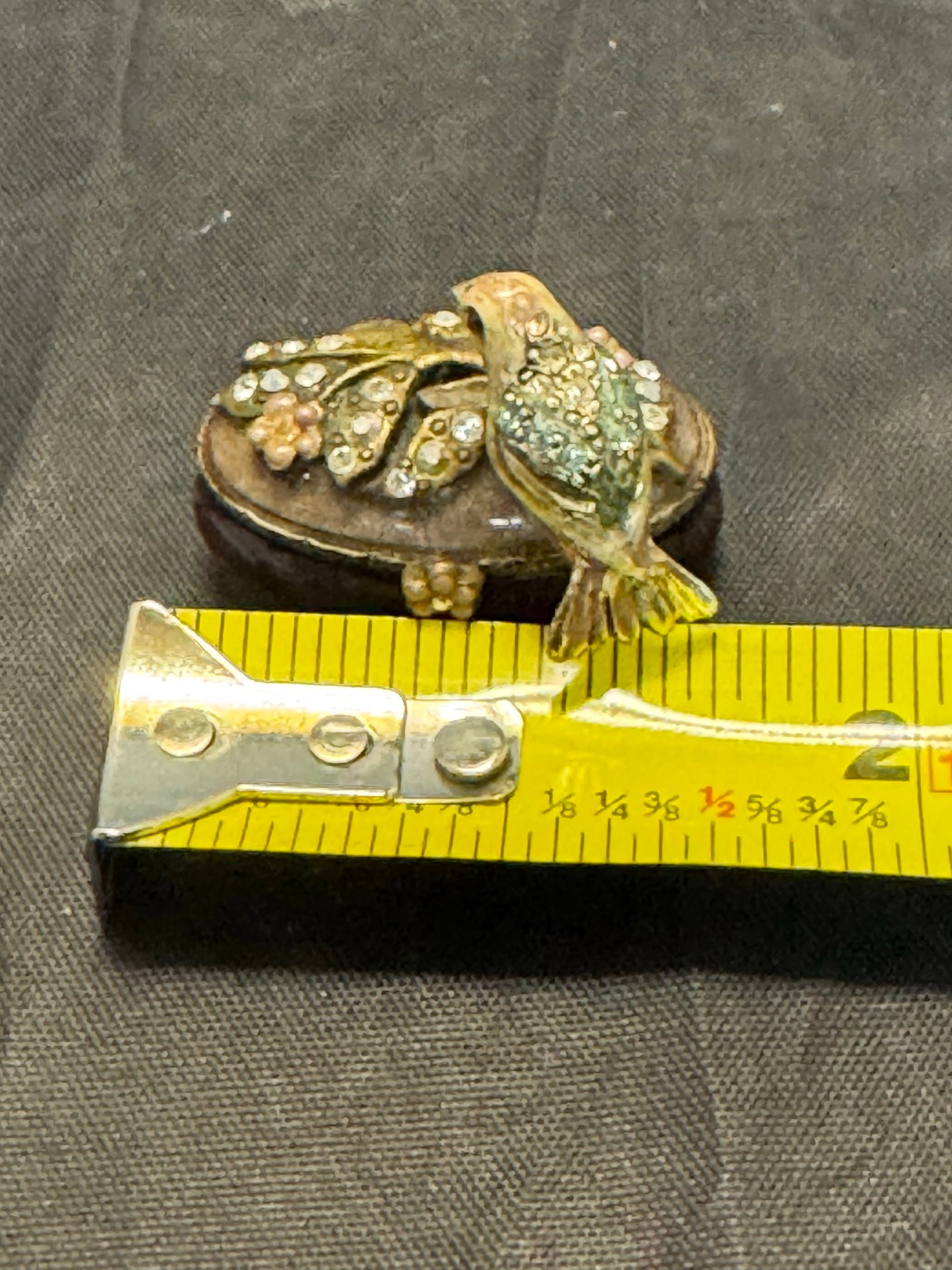 Jay Strongwater Miniature Bird Enamel Trinket Pill Box Swarovski Signed Vintage - 11