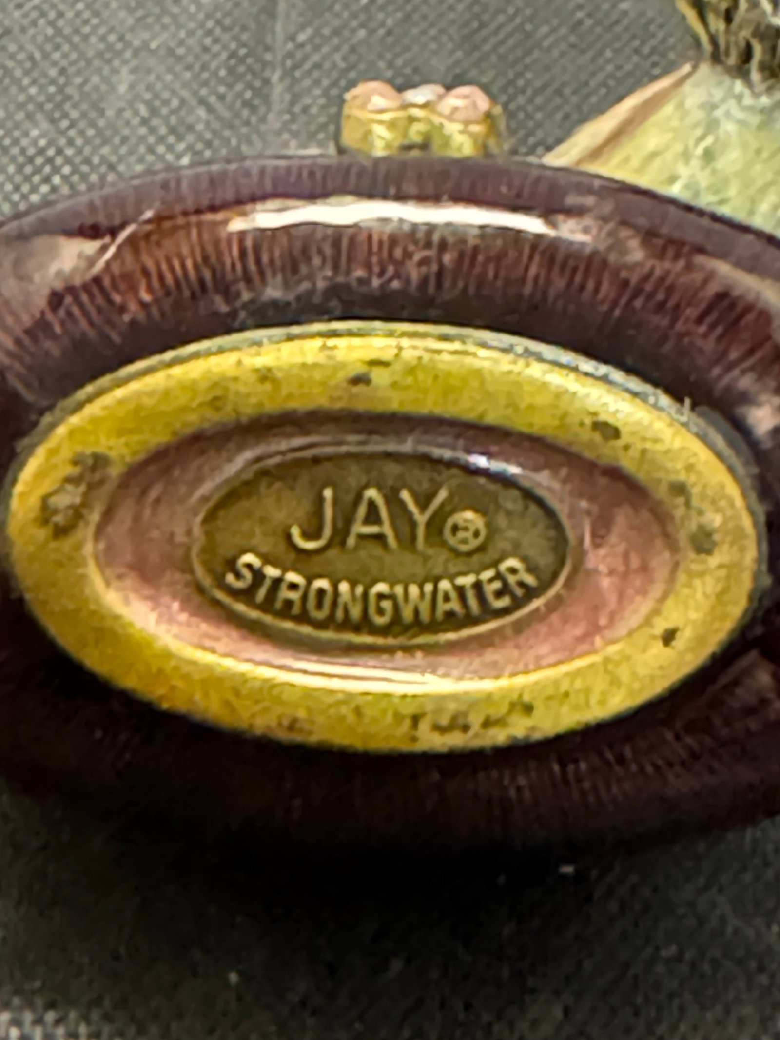 Jay Strongwater Miniature Bird Enamel Trinket Pill Box Swarovski Signed Vintage - 2