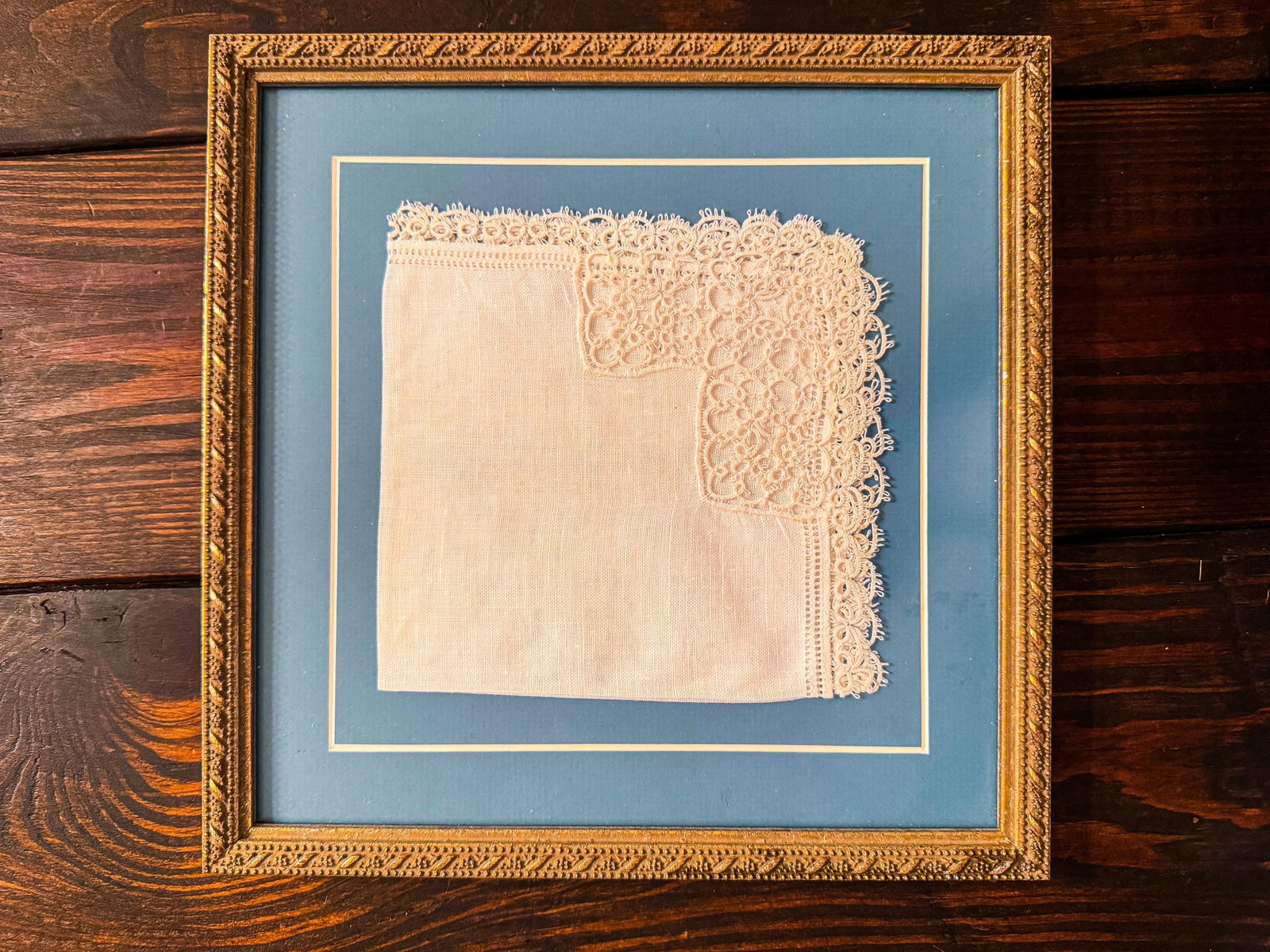 Vintage Framed Lace Handkerchiefs - Set of 3 - 11