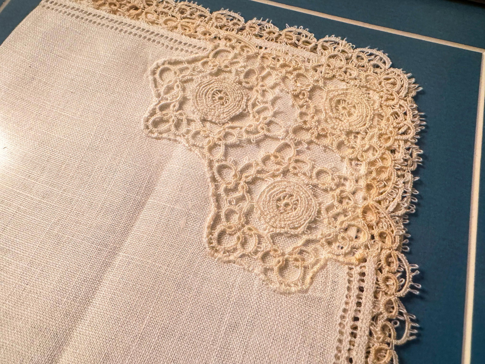 Vintage Framed Lace Handkerchiefs - Set of 3 - 4