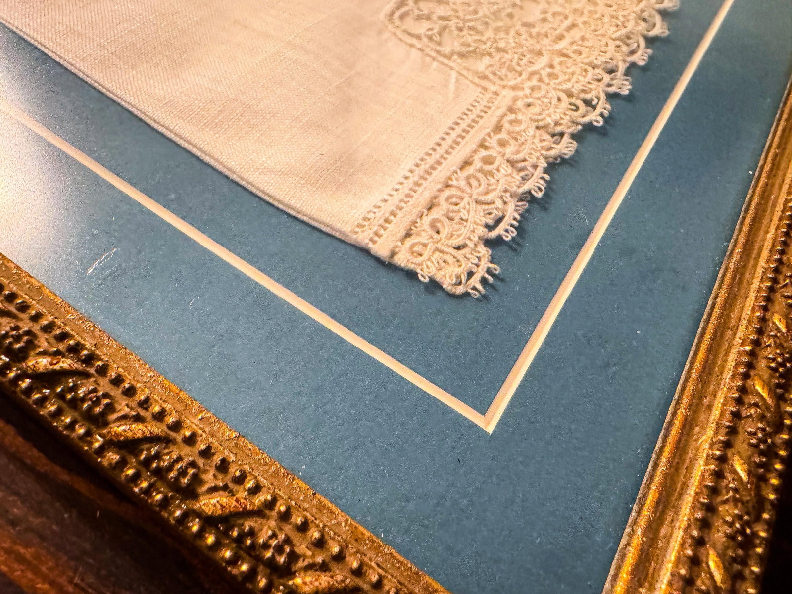 Vintage Framed Lace Handkerchiefs - Set of 3 - 9