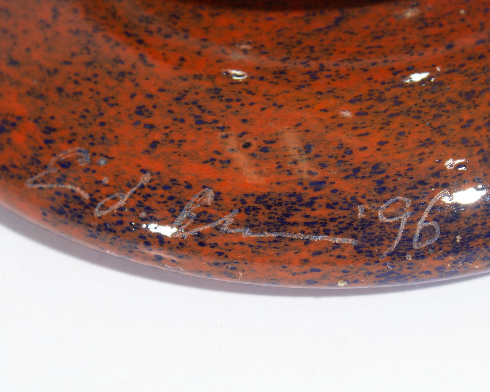 Signed 1996 Art Glass Decanter Bottle by Eric Bladholm - 7