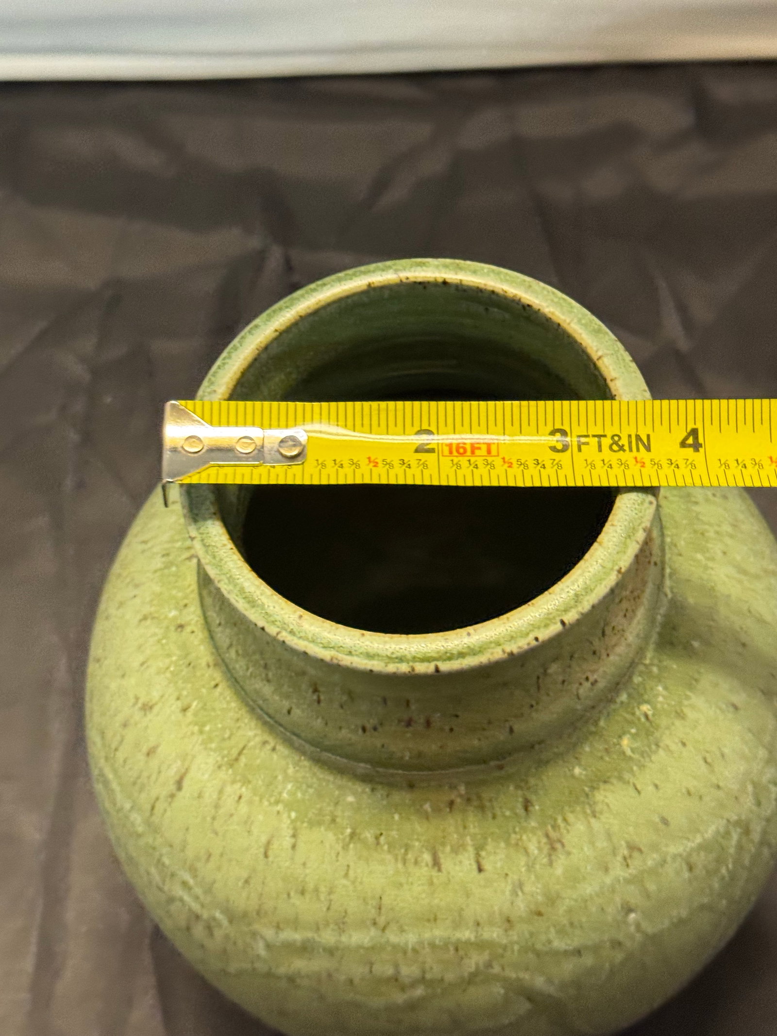 Vintage Titian Potteries Crown Lynn Nz Art Pottery Vase J3 Green Drip Marble Glaze MCM - 10