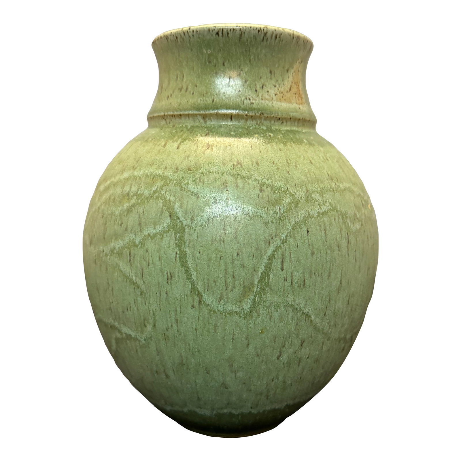 Vintage Titian Potteries Crown Lynn Nz Art Pottery Vase J3 Green Drip Marble Glaze MCM (1 of 10)