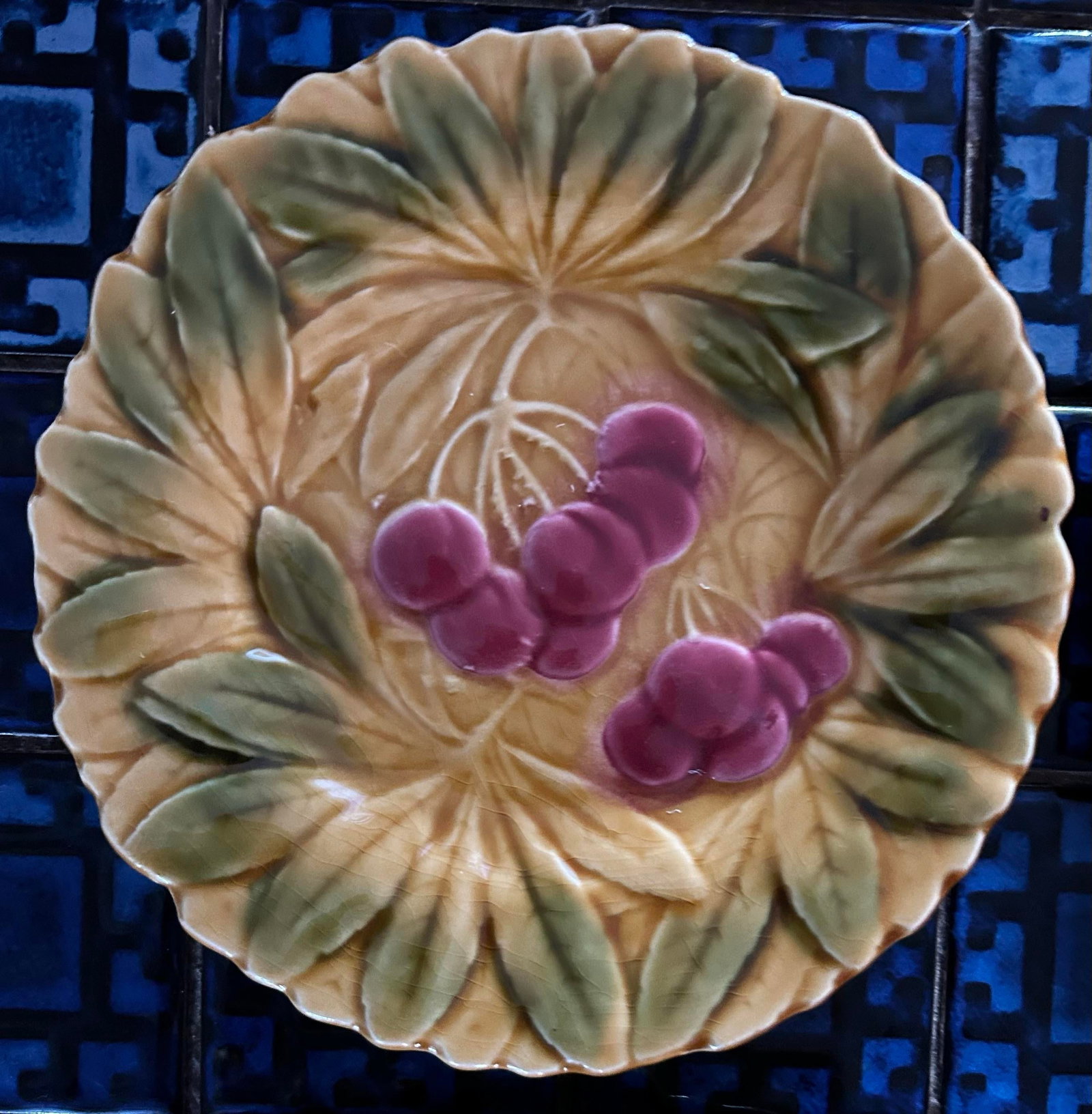Set of Four French Majolica Figural Fruit Plates by De Sarreguemines - 3