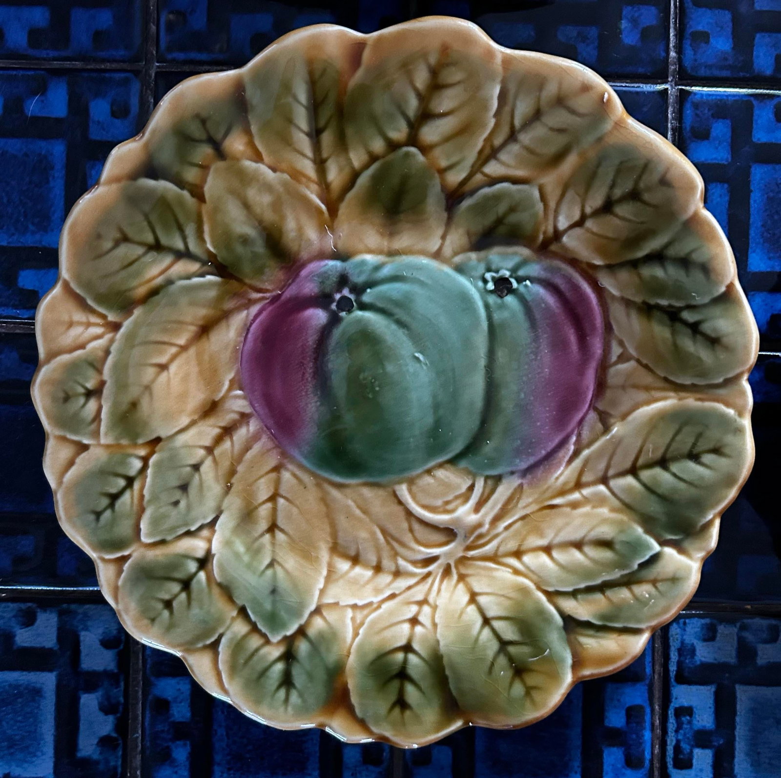 Set of Four French Majolica Figural Fruit Plates by De Sarreguemines - 6
