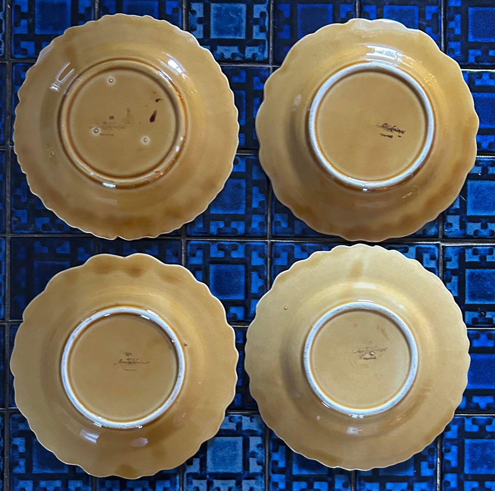 Set of Four French Majolica Figural Fruit Plates by De Sarreguemines - 9