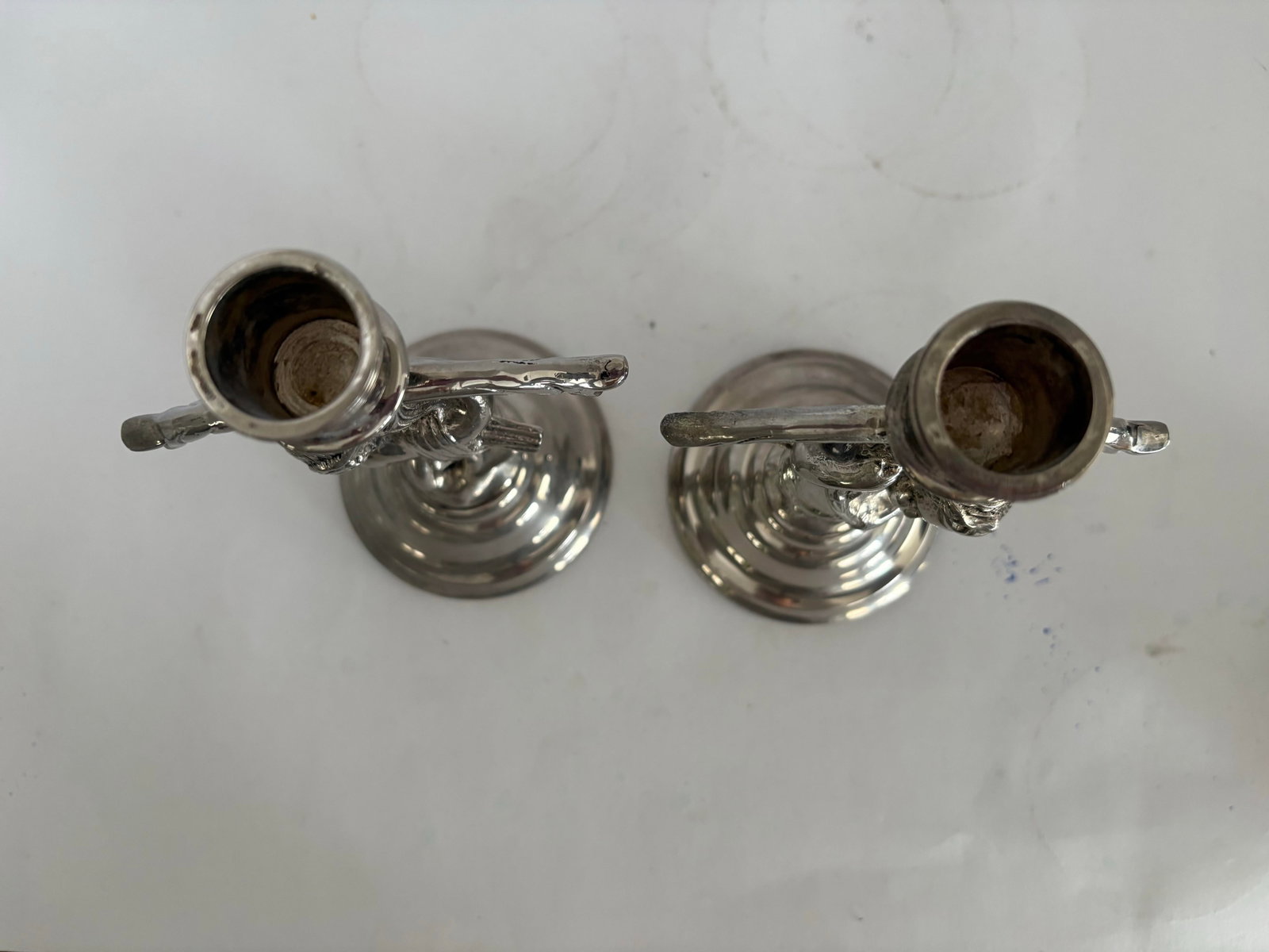 Mid-Century Silverplate Figural Candlesticks With Climbing Boy Motif, Pair Hollywood Regency 1950s D - 5