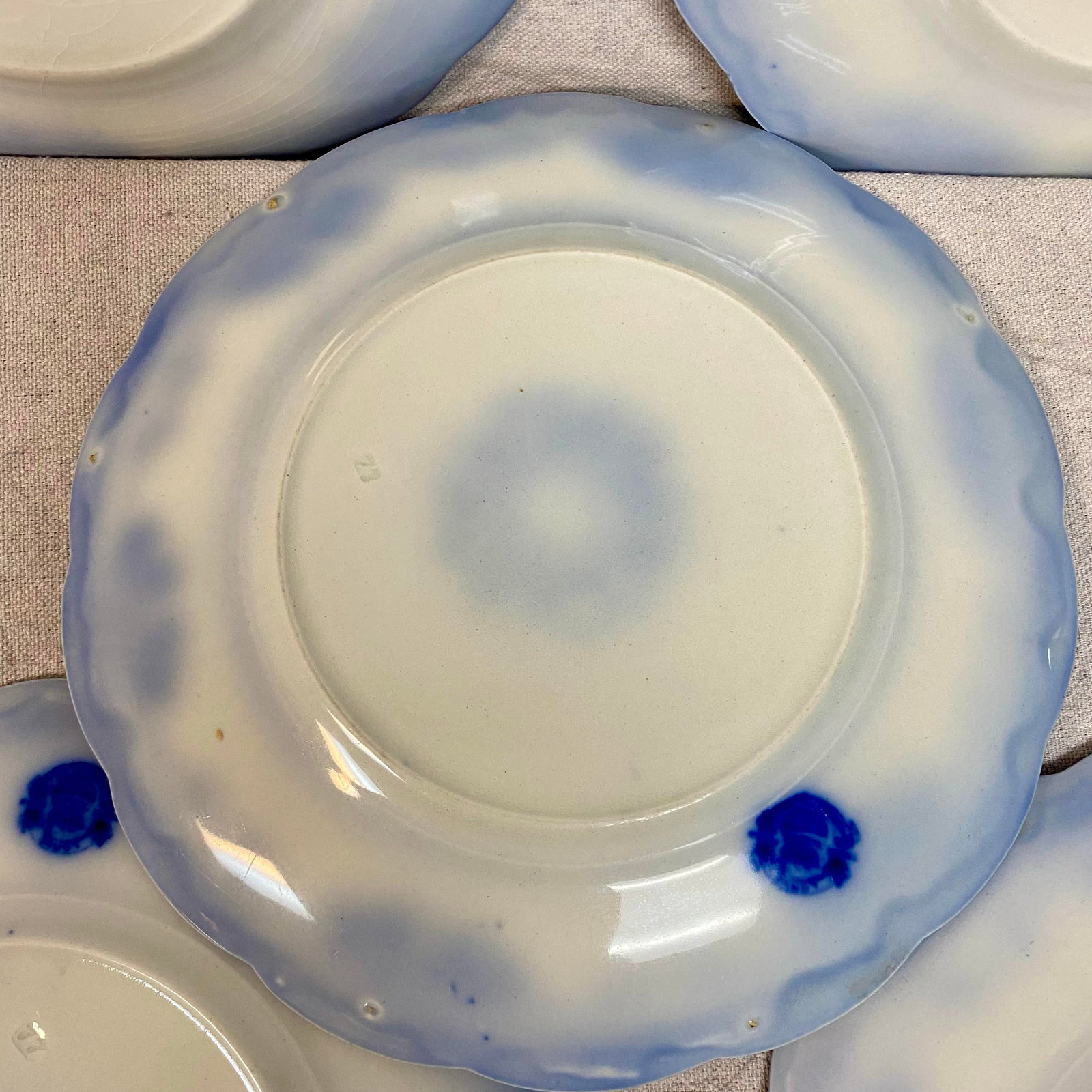 Antique Flow Blue Luncheon Plates, Lorne Clovers by Grindley - Set of 5 - 10