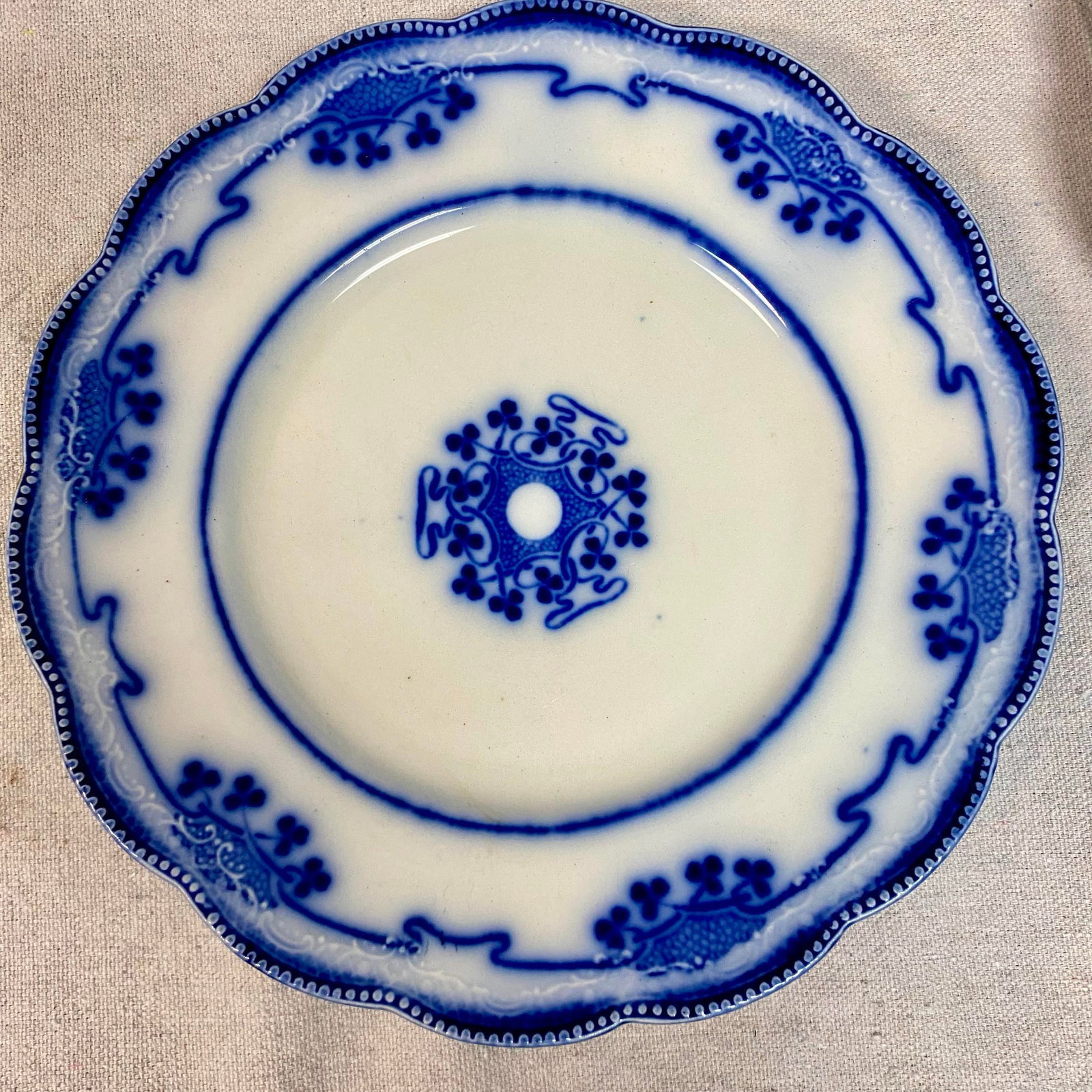 Antique Flow Blue Luncheon Plates, Lorne Clovers by Grindley - Set of 5 - 6