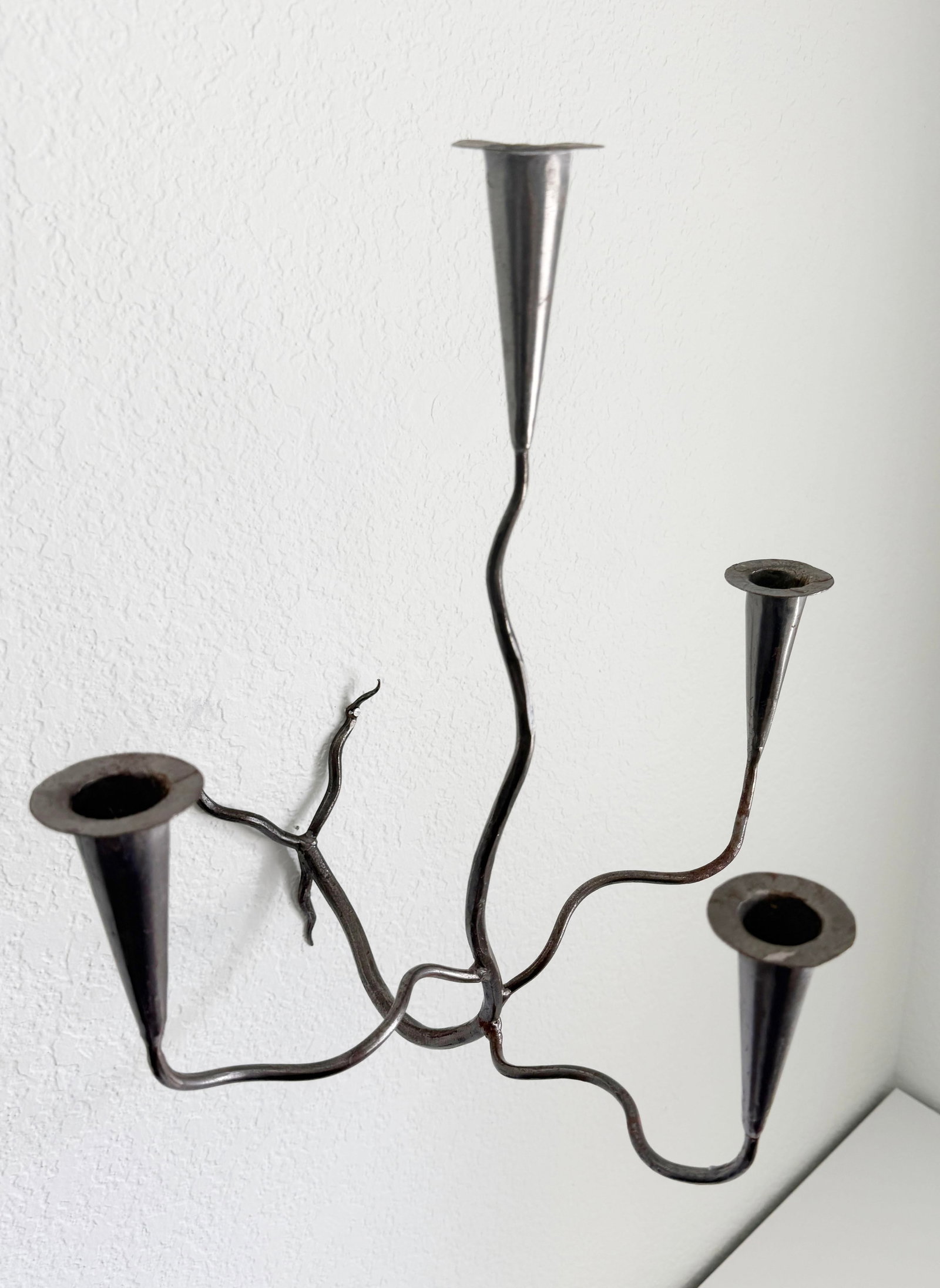 Hand-Forged Metal Wall Sconce Candelabra - 2