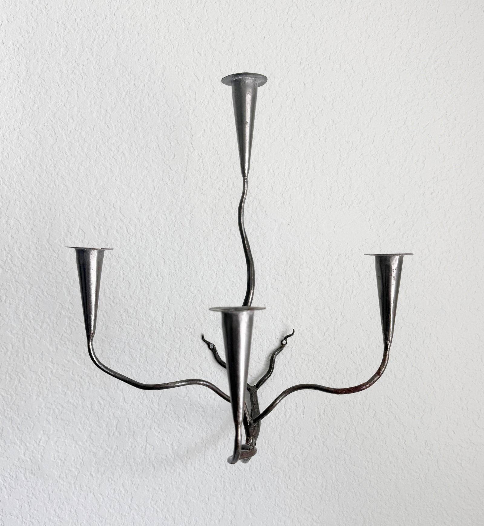 Hand-Forged Metal Wall Sconce Candelabra - 4