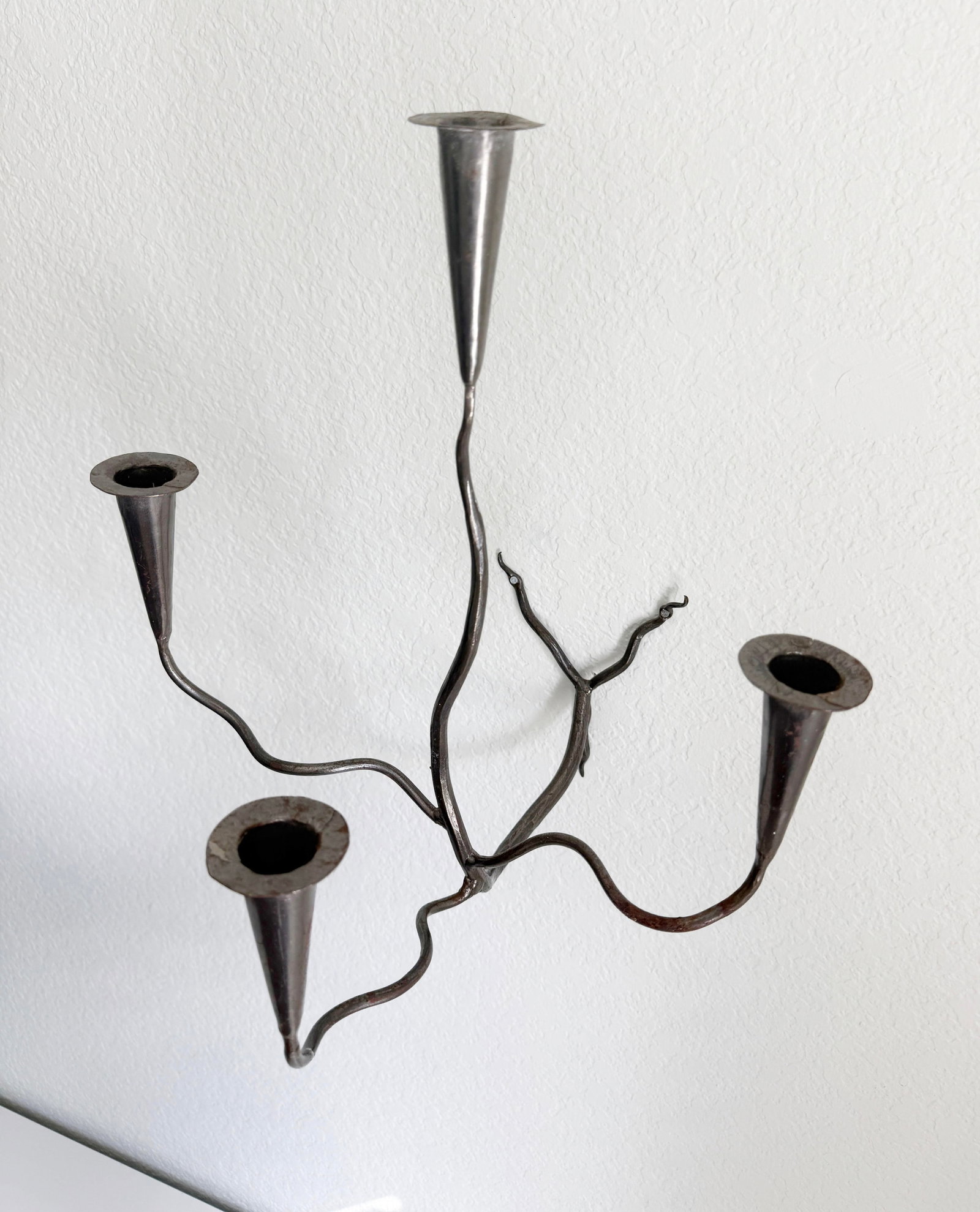 Hand-Forged Metal Wall Sconce Candelabra - 7