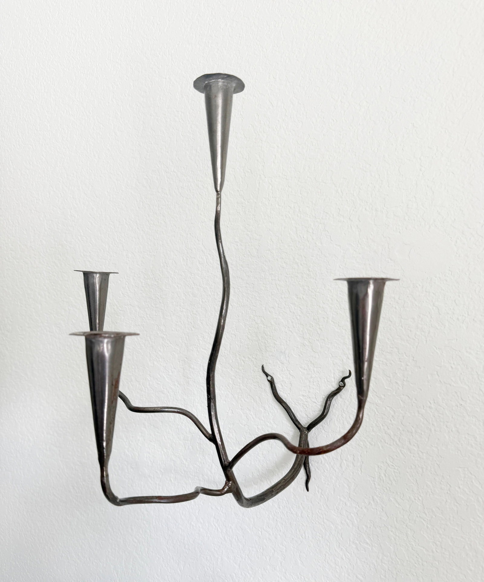 Hand-Forged Metal Wall Sconce Candelabra - 8