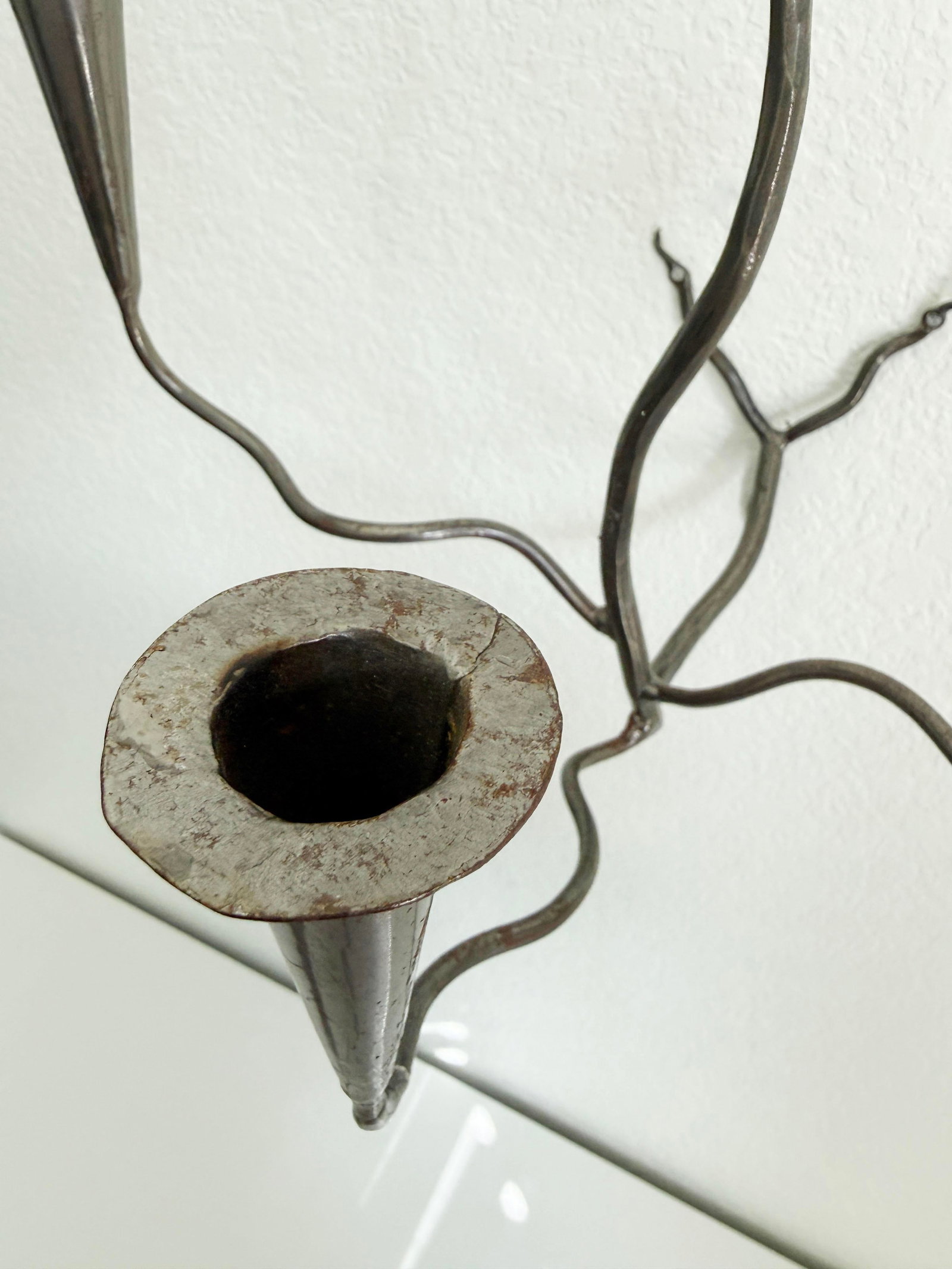 Hand-Forged Metal Wall Sconce Candelabra - 9