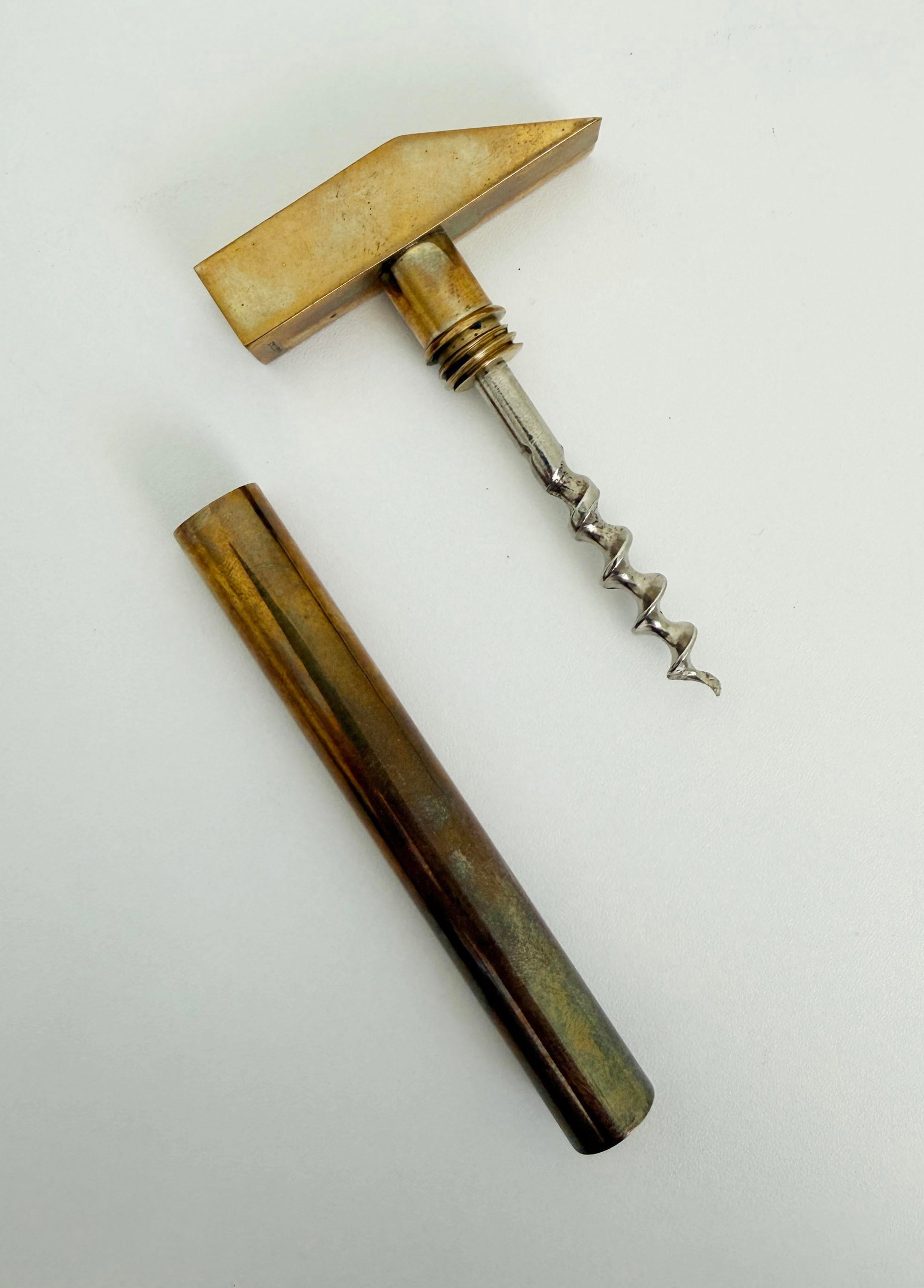 1970s Modernist Italian Brass Hammer Corkscrew, Bonwit Teller - 2
