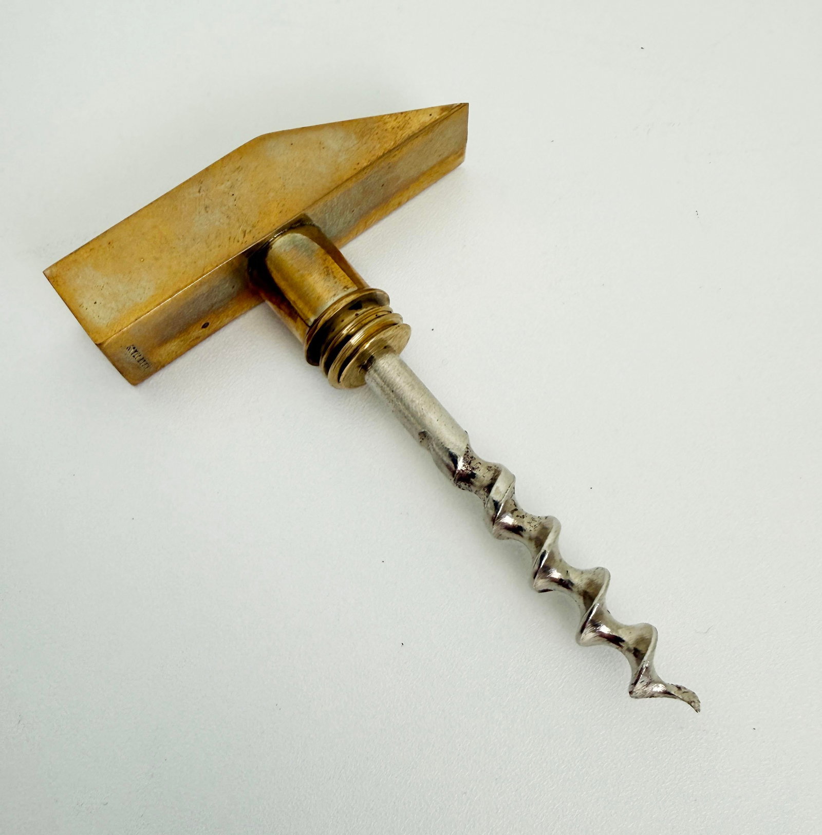 1970s Modernist Italian Brass Hammer Corkscrew, Bonwit Teller - 4