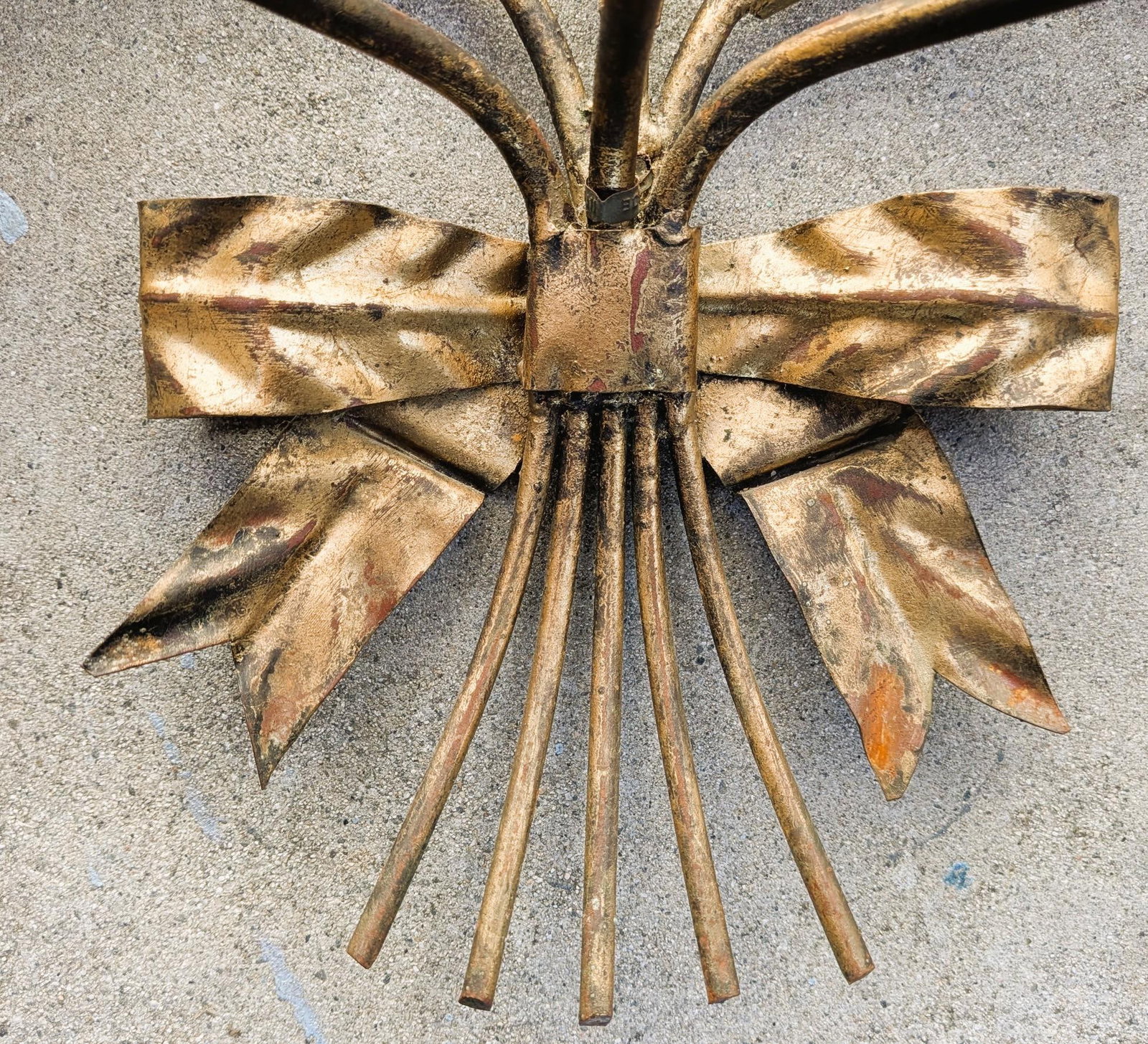 Vintage Hollywood Regency Brass Italian Toleware Candelabra Wall Sconce - 8