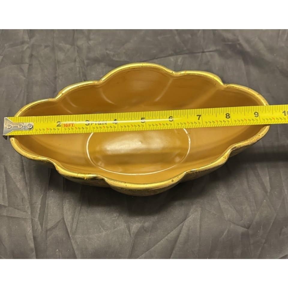 Stangl Pottery Scallop Pumpkin Painted 22k Gold Bowl 1960s Nj Vintage MCM #2064 - 10