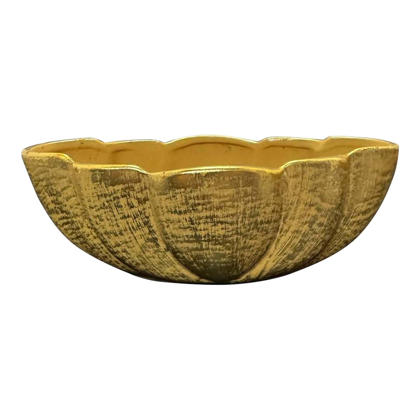 Stangl Pottery Scallop Pumpkin Painted 22k Gold Bowl 1960s Nj Vintage MCM #2064 (1 of 10)