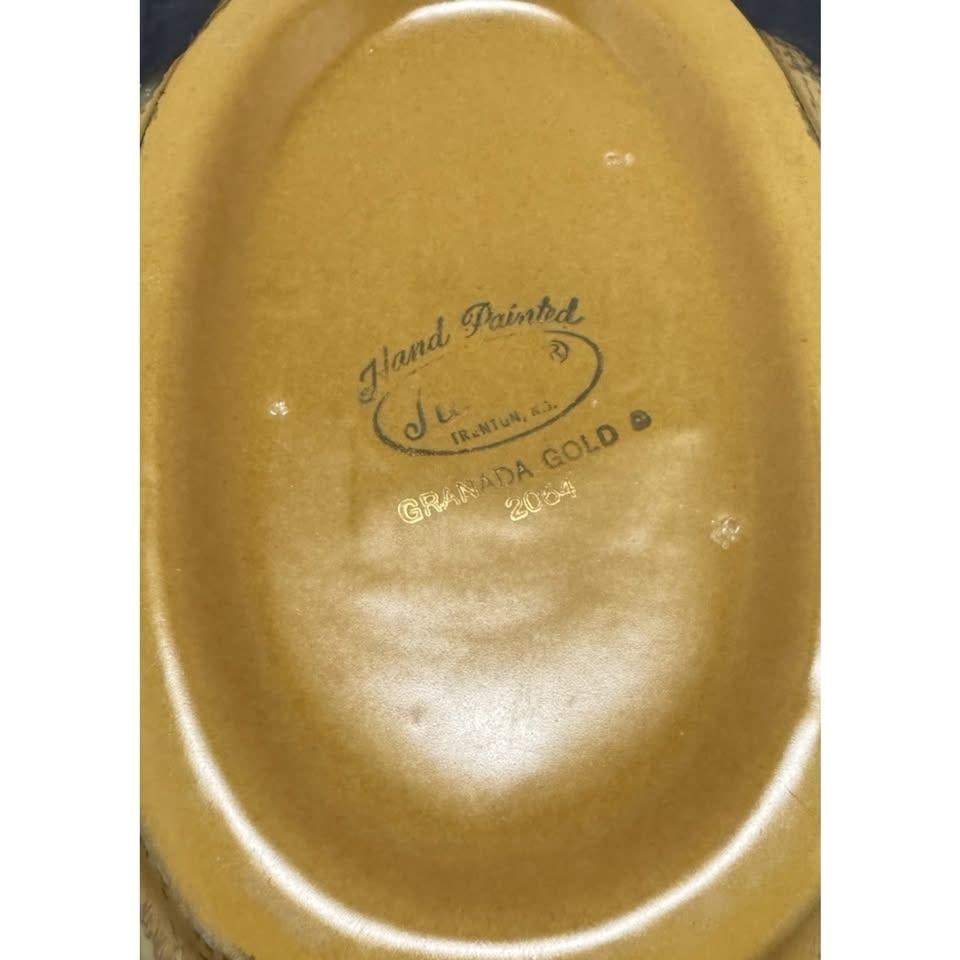 Stangl Pottery Scallop Pumpkin Painted 22k Gold Bowl 1960s Nj Vintage MCM #2064 - 2