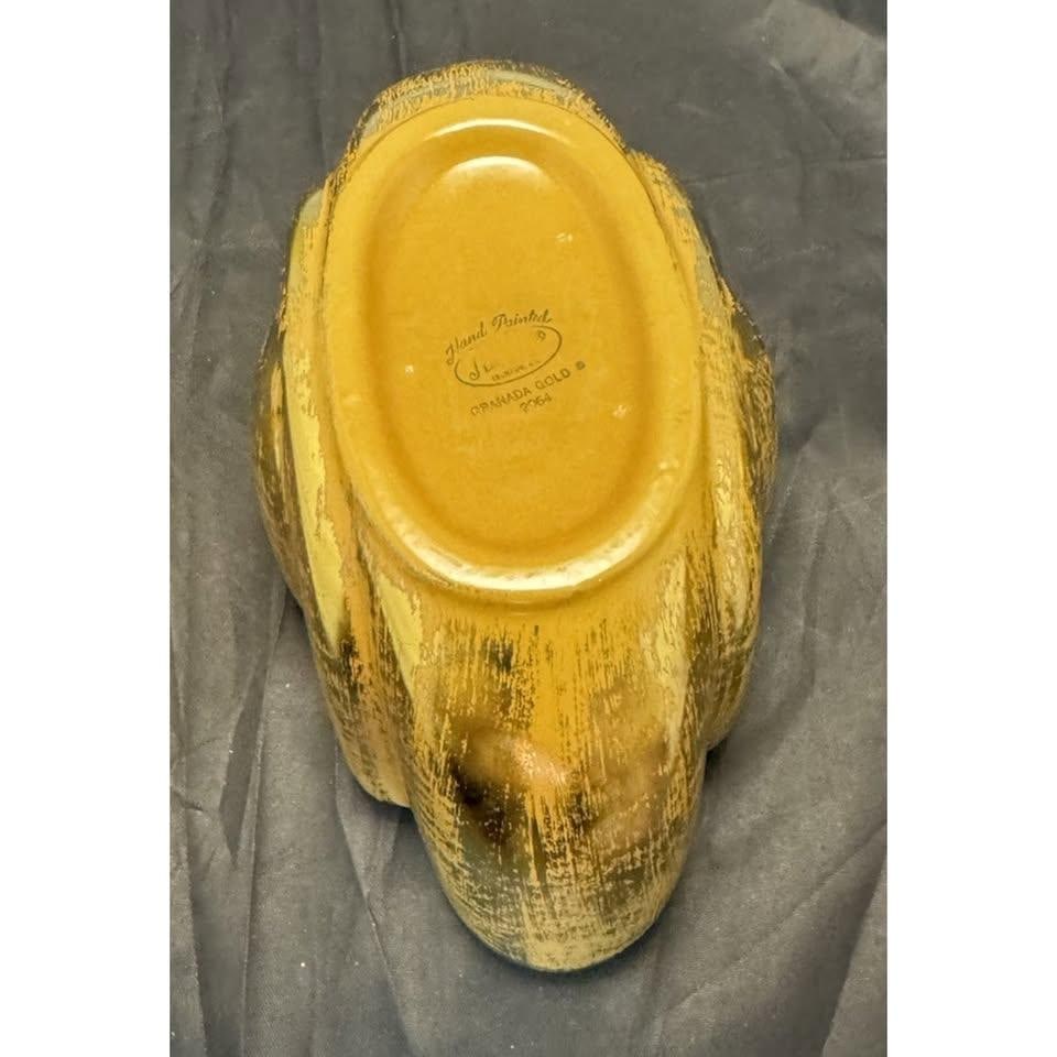 Stangl Pottery Scallop Pumpkin Painted 22k Gold Bowl 1960s Nj Vintage MCM #2064 - 4