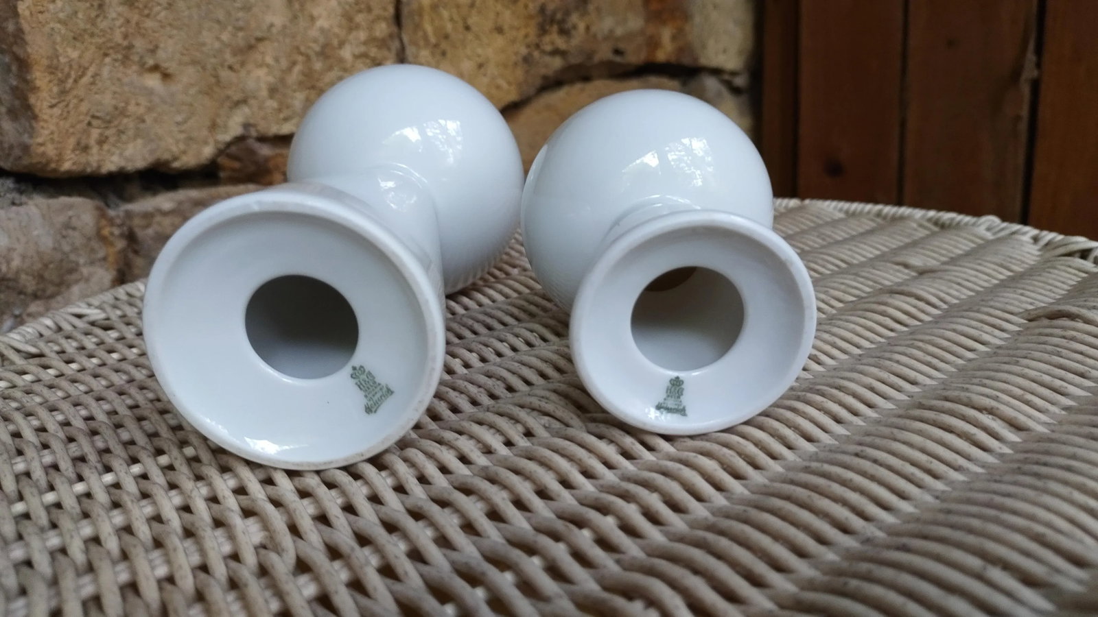 Vintage Heinrich and Co. Mid-Century Modern White Ceramic Candle Holders-Pair - 3