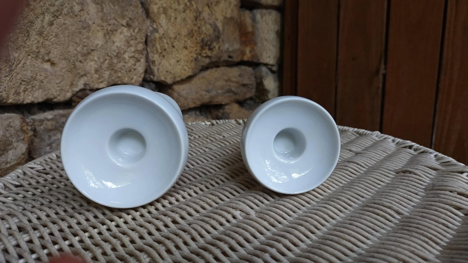 Vintage Heinrich and Co. Mid-Century Modern White Ceramic Candle Holders-Pair - 4