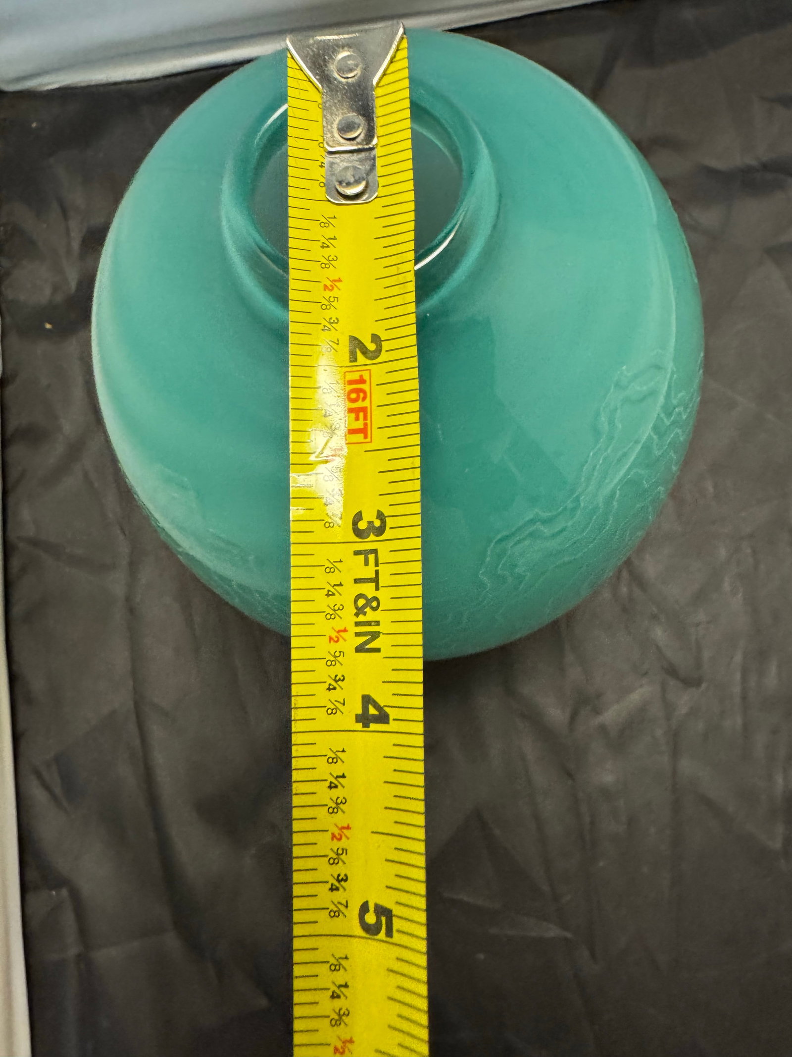 Vintage Mid Century Style Art Glass 10" Vase Emerald Seafoam Ombre Etched Swirls - 7