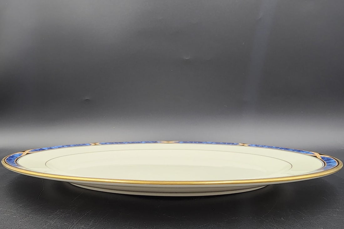 Vintage Lenox Mountain View Fine Bone China Oval Serving Platter With 24k Gold Trim - 11