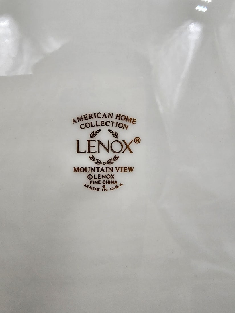 Vintage Lenox Mountain View Fine Bone China Oval Serving Platter With 24k Gold Trim - 12