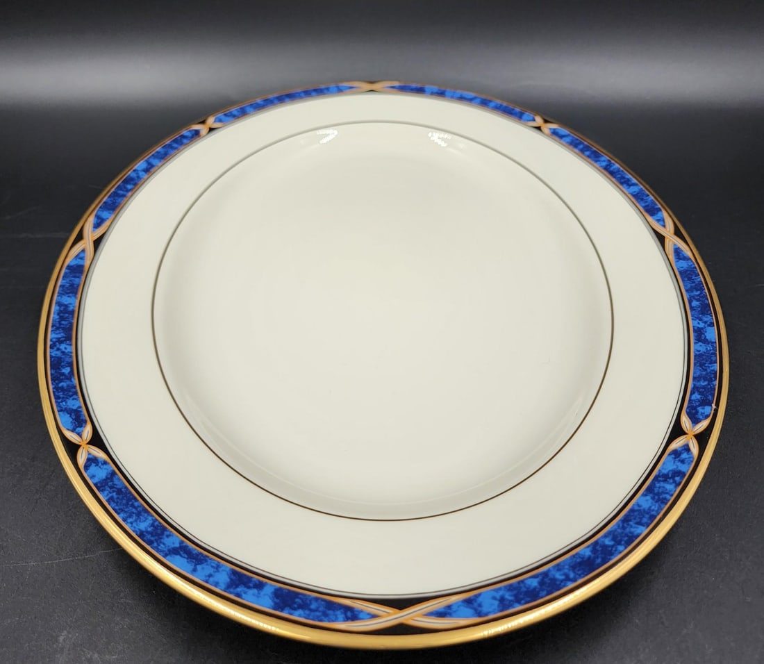 Vintage Lenox Mountain View Fine Bone China Oval Serving Platter With 24k Gold Trim - 14