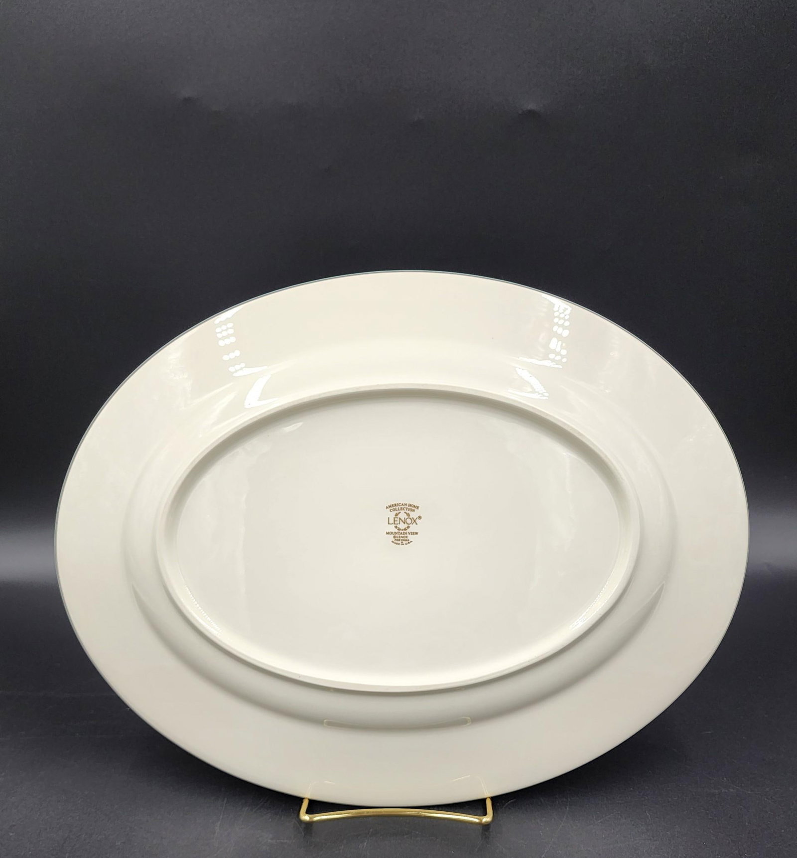 Vintage Lenox Mountain View Fine Bone China Oval Serving Platter With 24k Gold Trim - 16