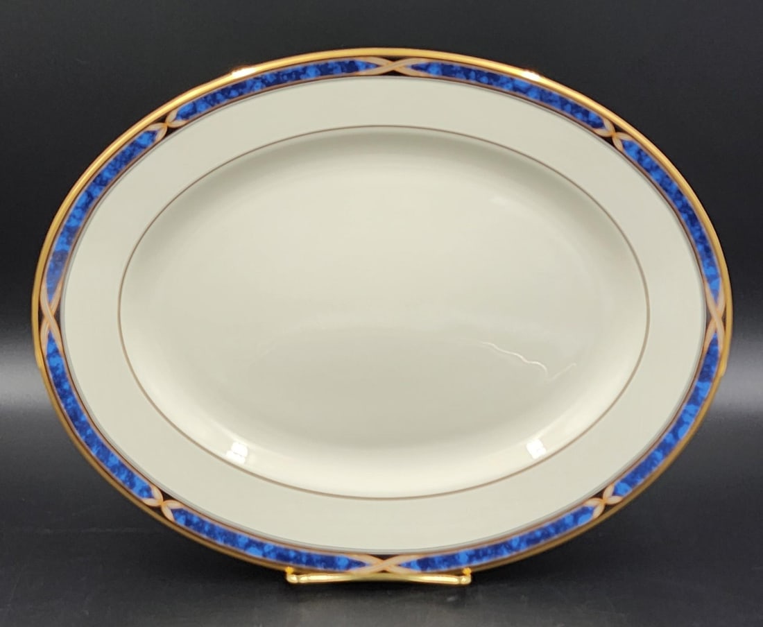 Vintage Lenox Mountain View Fine Bone China Oval Serving Platter With 24k Gold Trim - 2