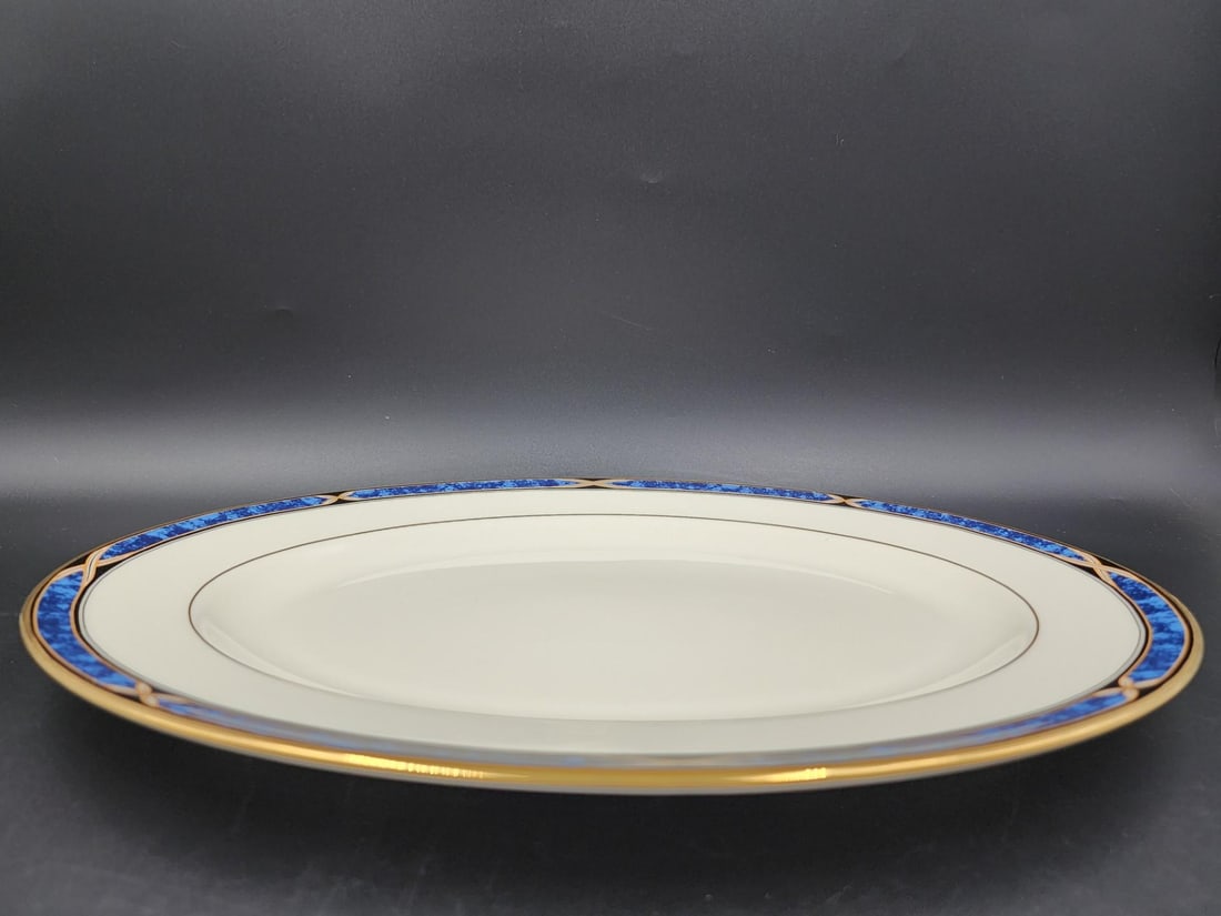 Vintage Lenox Mountain View Fine Bone China Oval Serving Platter With 24k Gold Trim - 3
