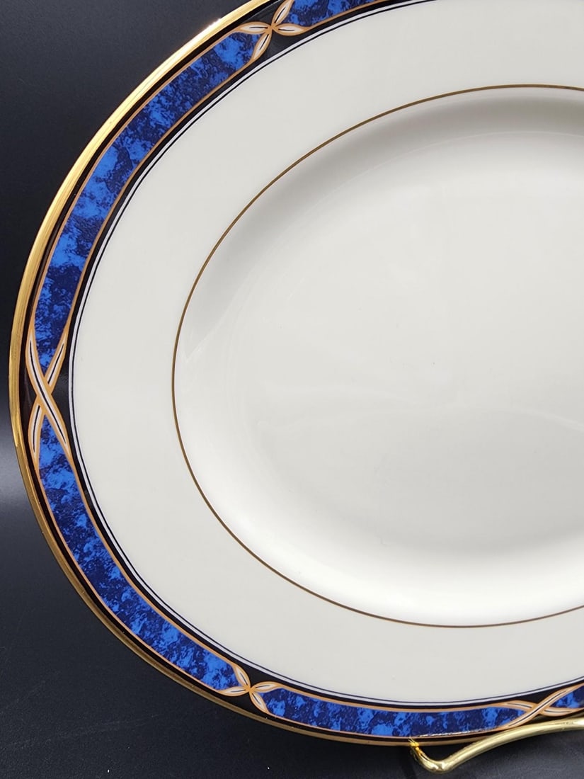 Vintage Lenox Mountain View Fine Bone China Oval Serving Platter With 24k Gold Trim - 4