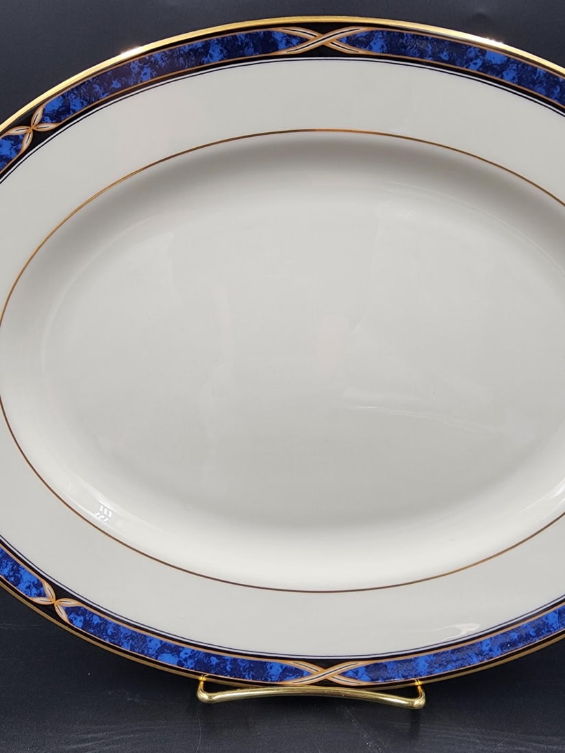 Vintage Lenox Mountain View Fine Bone China Oval Serving Platter With 24k Gold Trim - 5