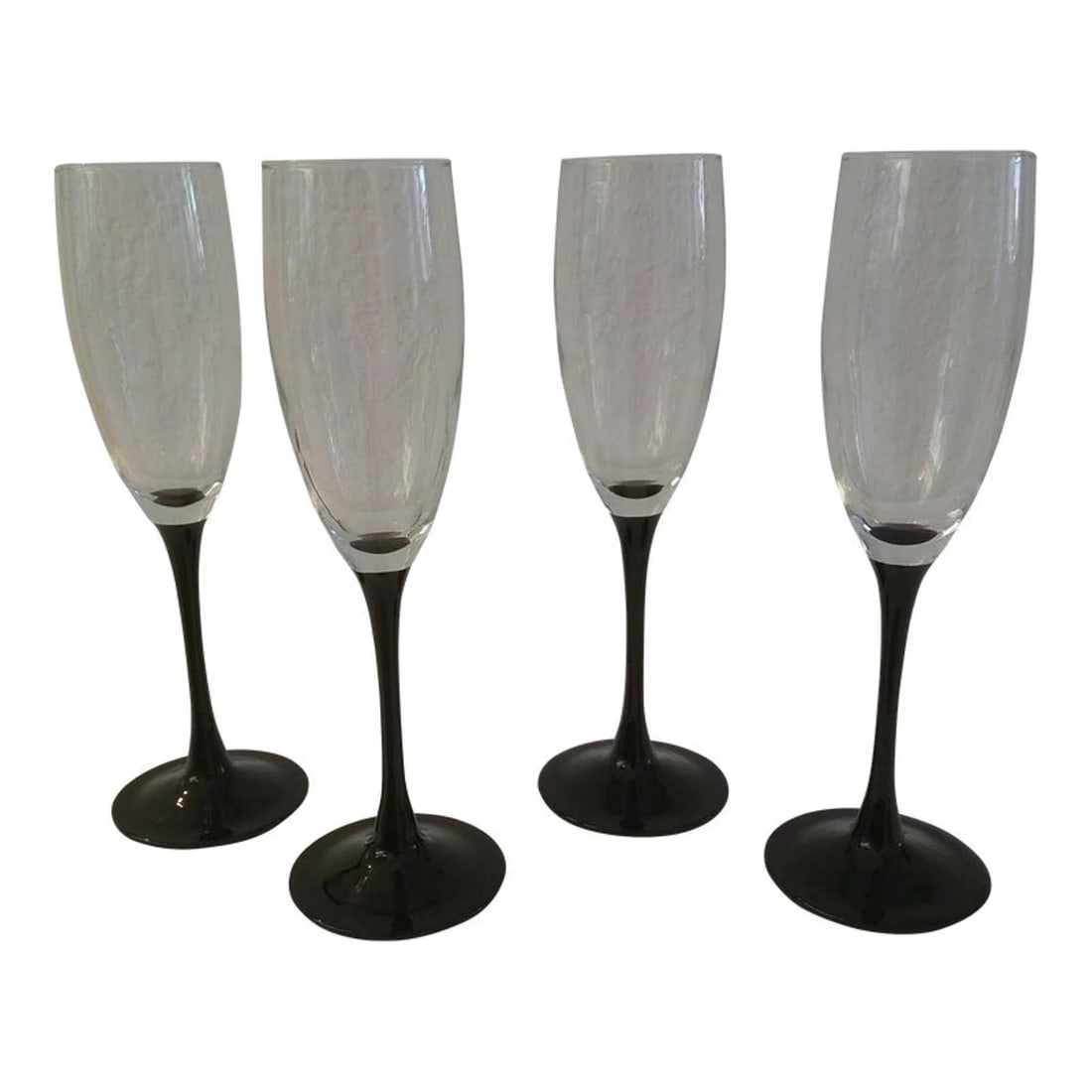 Vintage Ebony Crystal Champagne Flutes - Set of 8 - 2