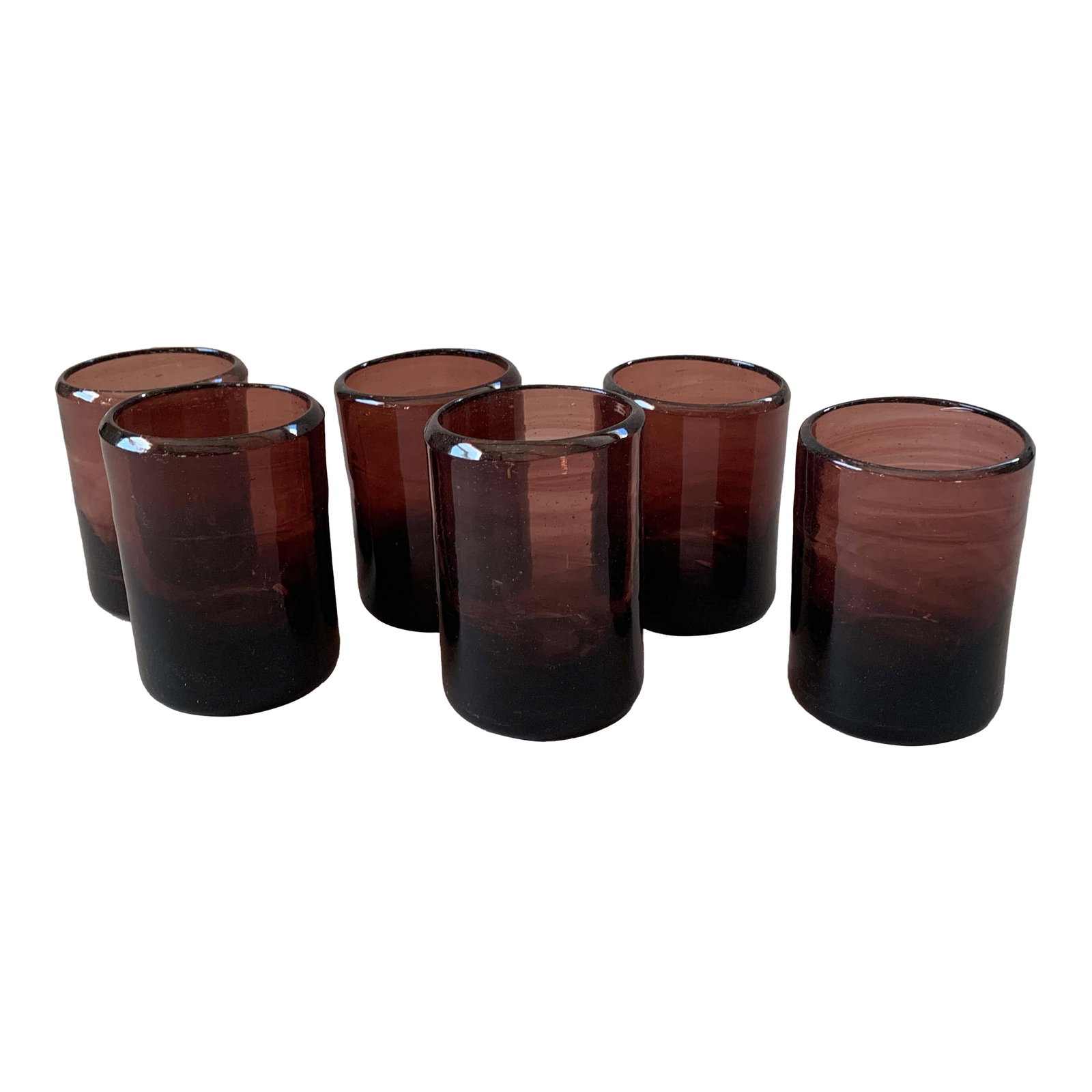Mouth Blown Dinking Glasses - Set of 6: Set of six Murano Moyen Framboise hand-blown drinking glasses. It is a straight-sided hand-blown glass typically used for drinking wine, but it can also be used for any beverage. The Murano Moyen