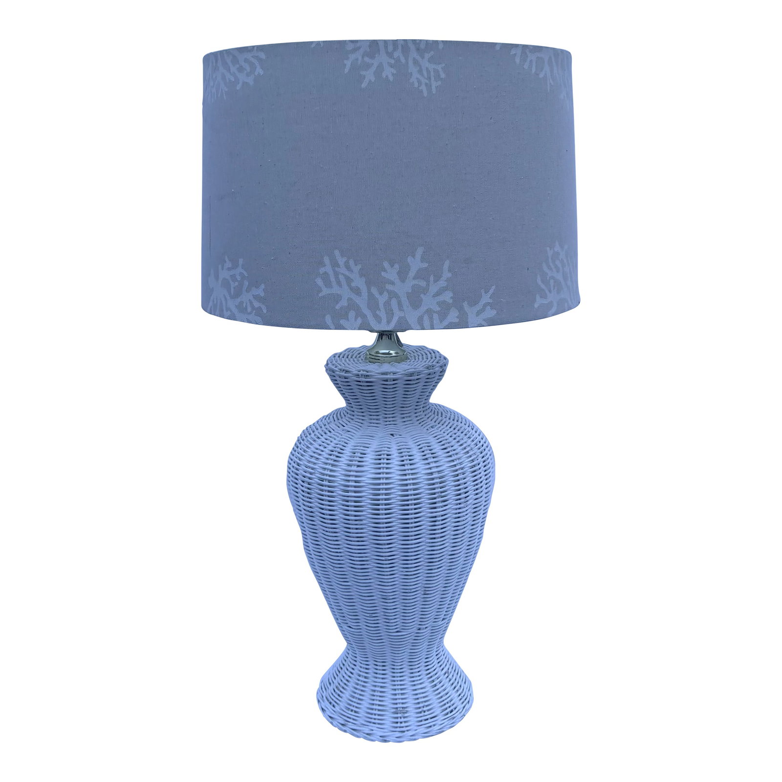 Late 20th Century Coastal Chic White Wicker Ginger Table Lamp (1 of 9)
