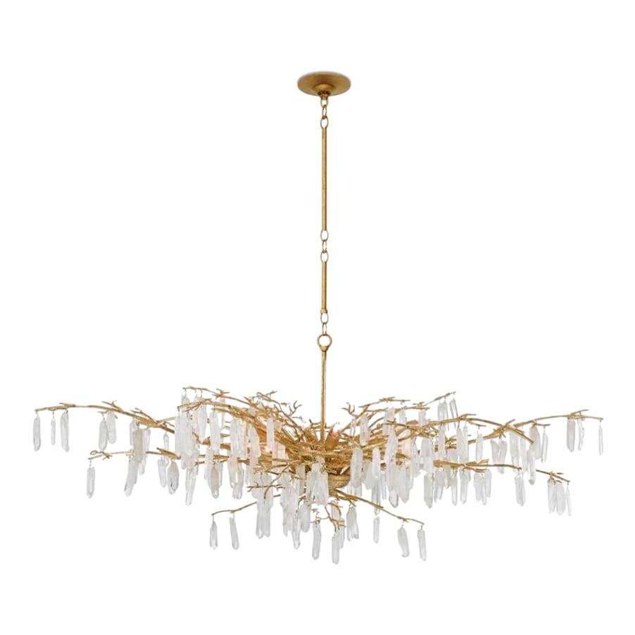 Currey & Company Aviva Stanoff Sculptural Gold Leaf & Crystal Chandelier (1 of 4)