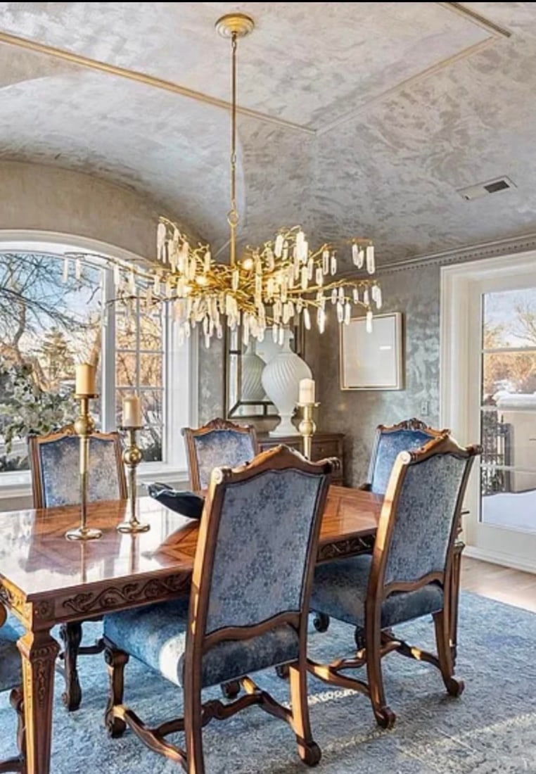 Currey & Company Aviva Stanoff Sculptural Gold Leaf & Crystal Chandelier - 3