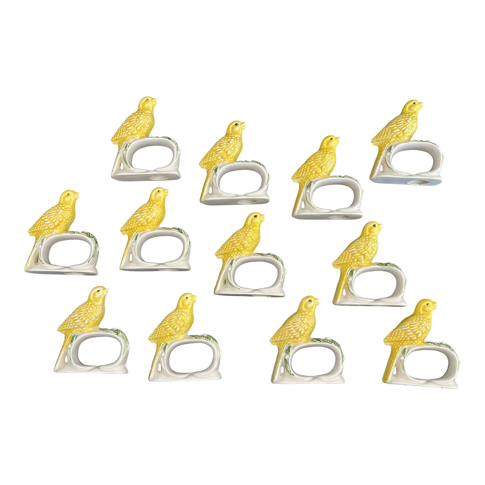 Canary Yellow Ceramic Bird Napkin Rings Set of 12 (1 of 14)