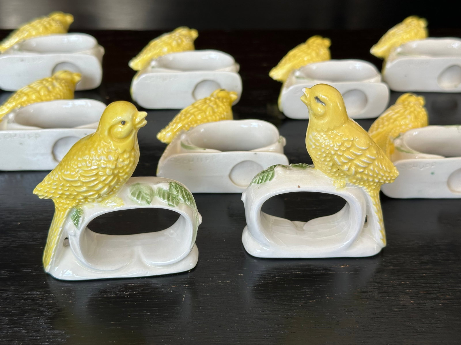 Canary Yellow Ceramic Bird Napkin Rings Set of 12 - 2