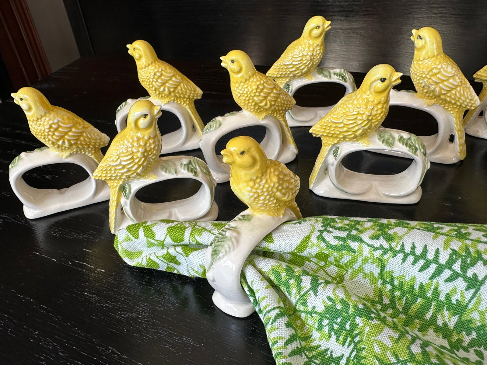 Canary Yellow Ceramic Bird Napkin Rings Set of 12 - 3