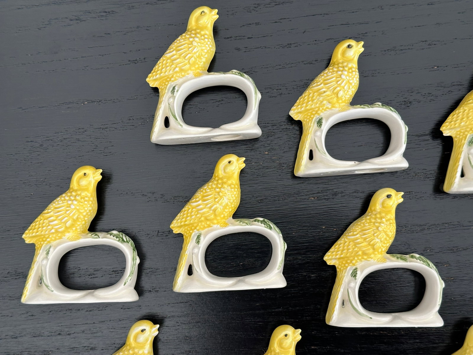Canary Yellow Ceramic Bird Napkin Rings Set of 12 - 5
